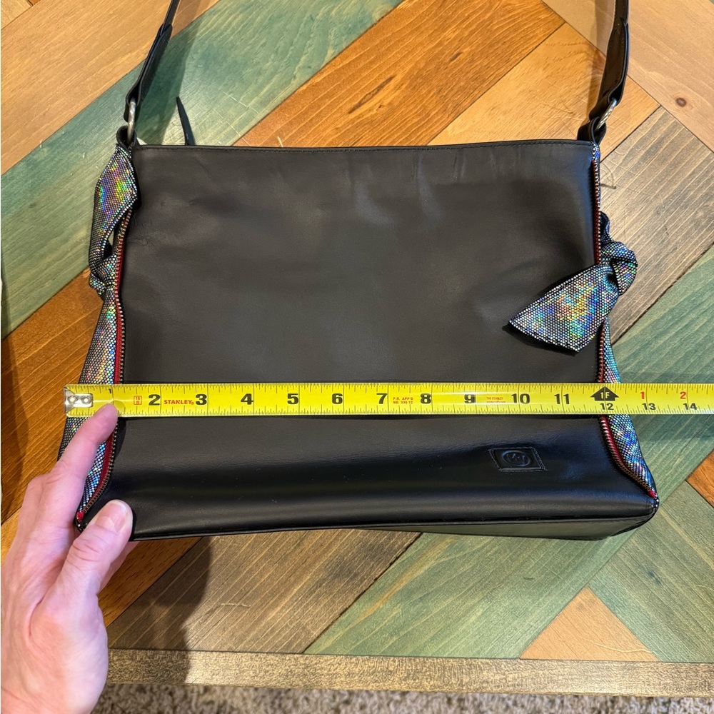 NWT Unique One of a Kind Leather Bag, Handmade, Black, Iridescent Sides - Picture 11 of 16